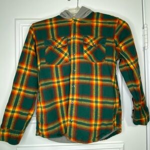 Plaid Flannel Shirt - Green and Yellow